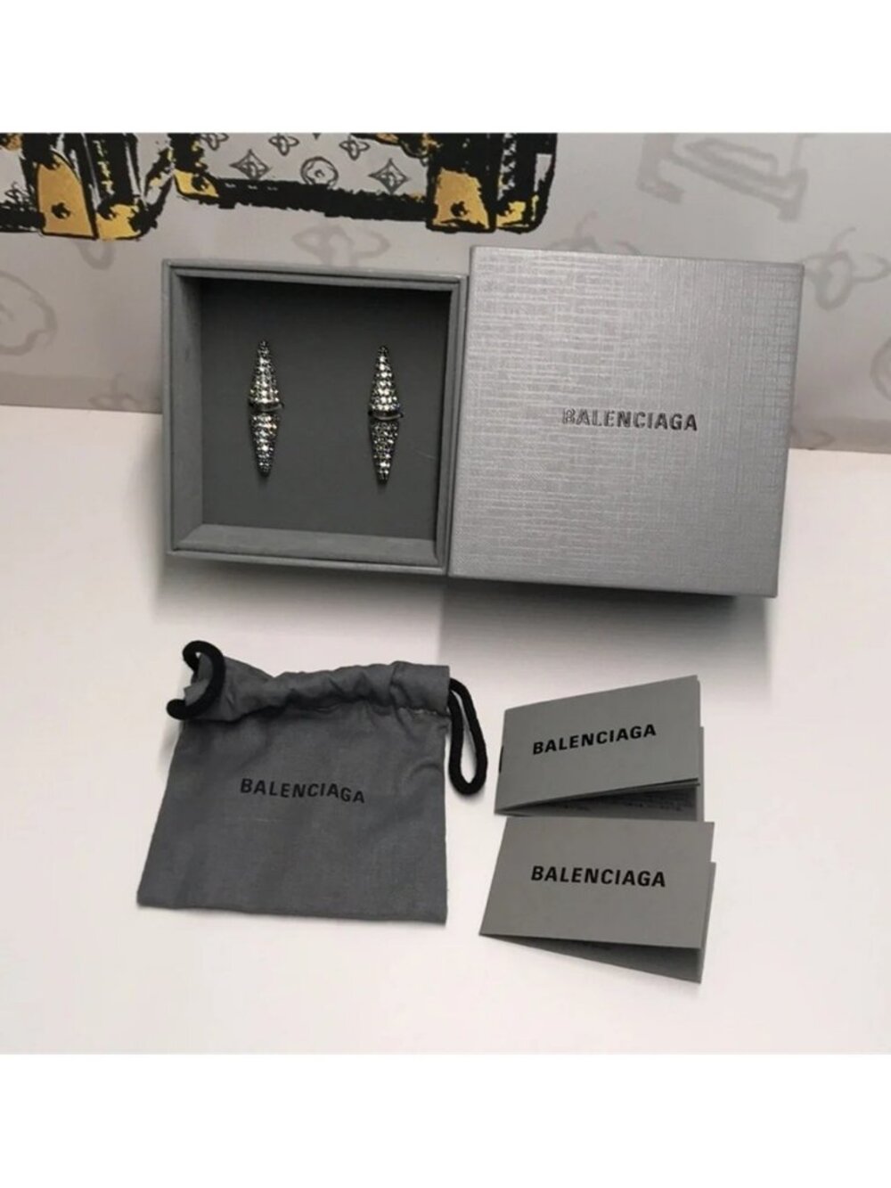 Balenciaga Double-Ended Crystal-Pavé Earrings – New & 100% Authentic